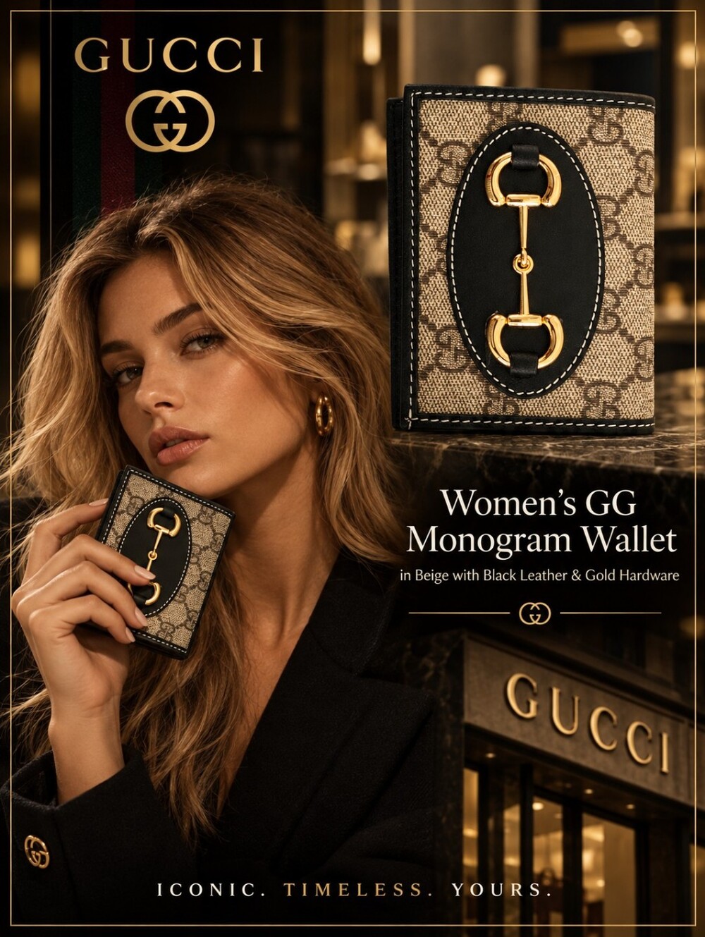 New 🔥! Gucci Horsebit 1955 GG Supreme Card Case Wallet